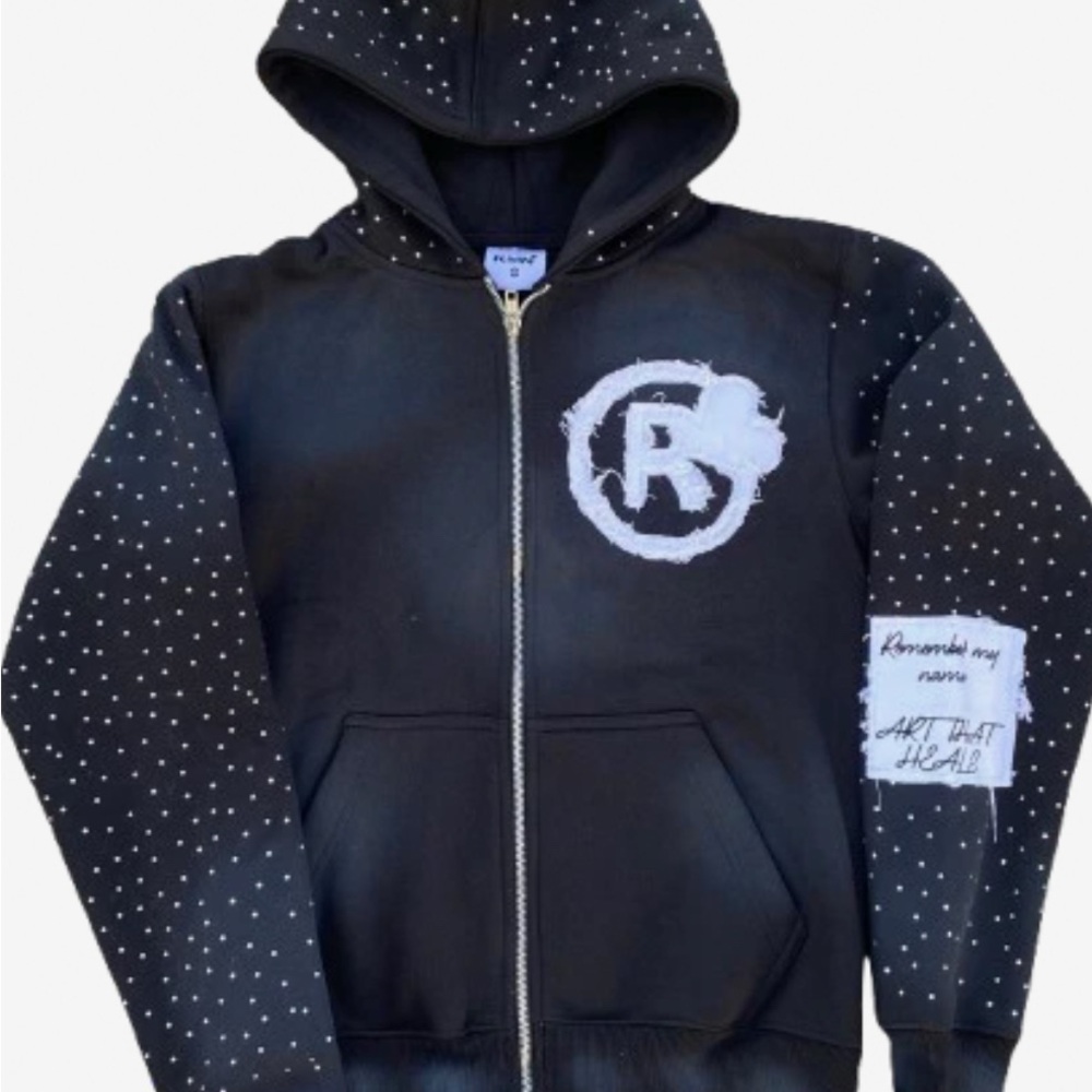 Unisex small black jacket with rhinestone s